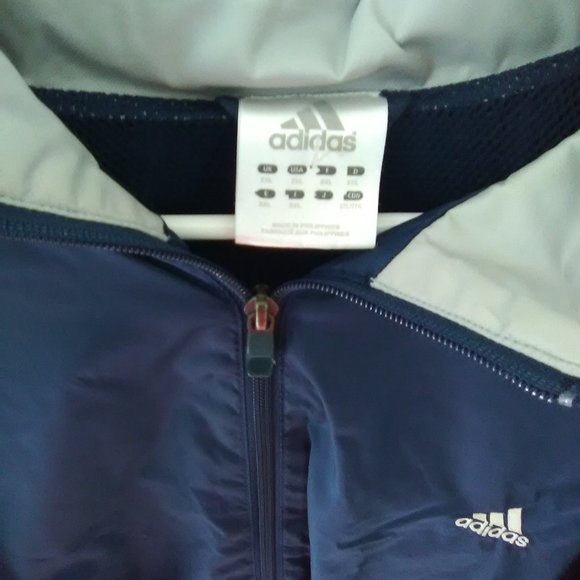 Adidas Men's Jacket/Coat Windbreaker Color Blue/White 3 Stripe Size 2XL - Picture 5 of 6